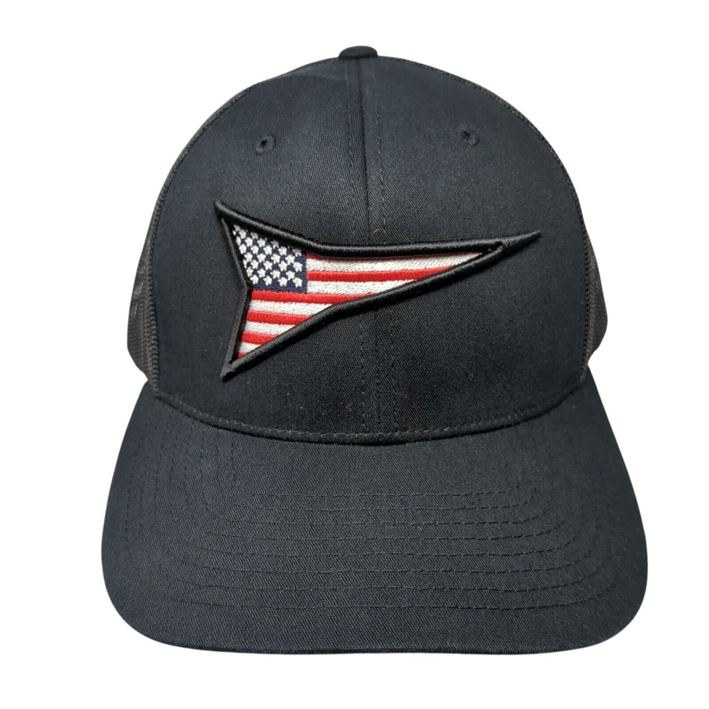 Fast Back Flag Snapback Trucker Hat Black One Size Mesh Back 6 Panel