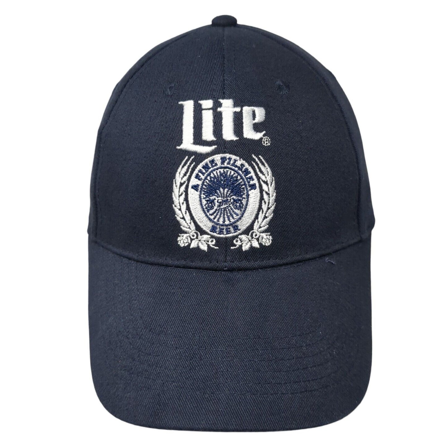 Miller Lite A Fine Pilsner Beer Snapback Hat Blue OS Adjustable Embroidered