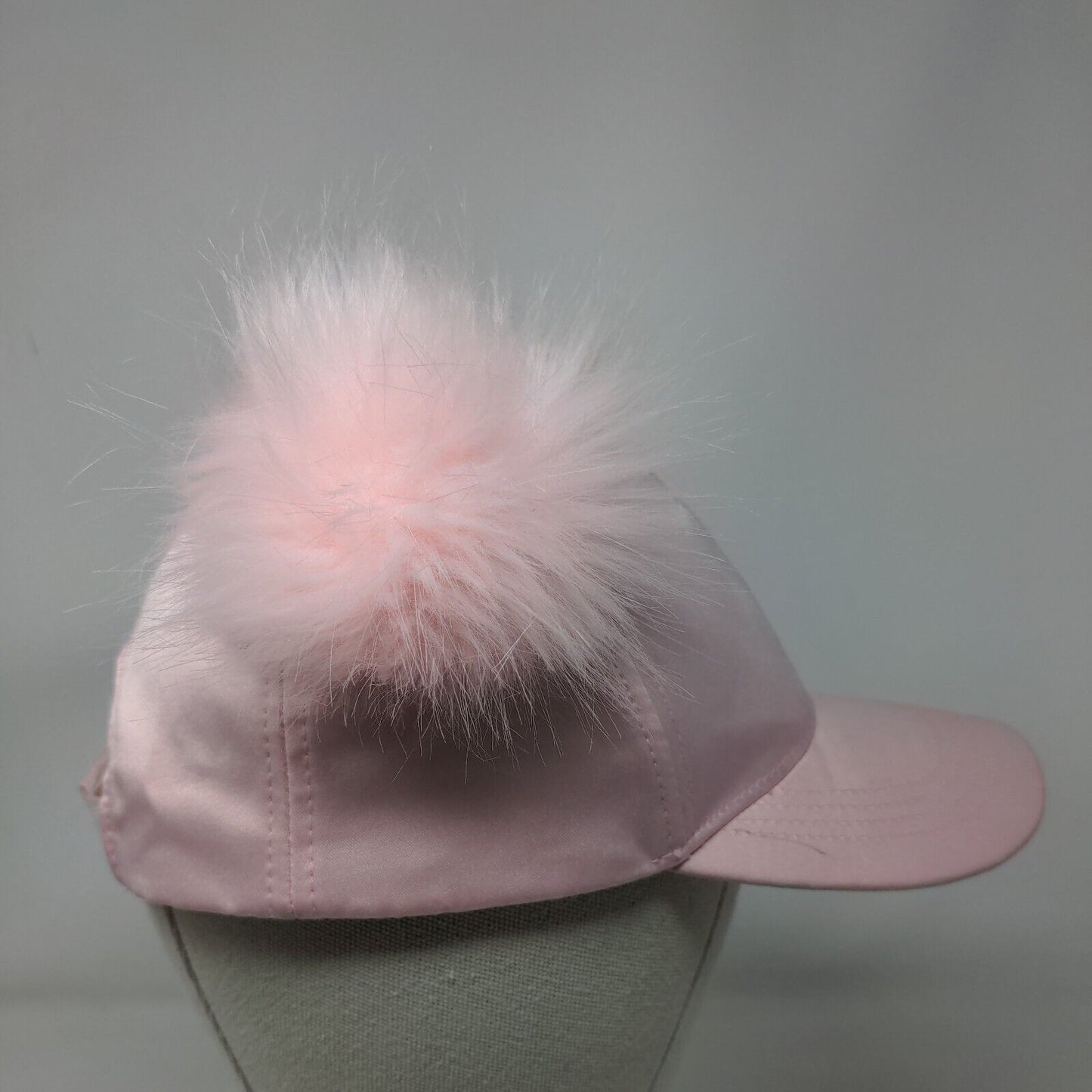 Place Strapback Hat Pink S-M 4-7 Adjustable Pompom Faux Fur Ears 6 Panel Blank