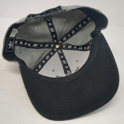 Adidas Snapback Gray One Size Black Flat Brim Trefoil Wool Blend Logo Hat