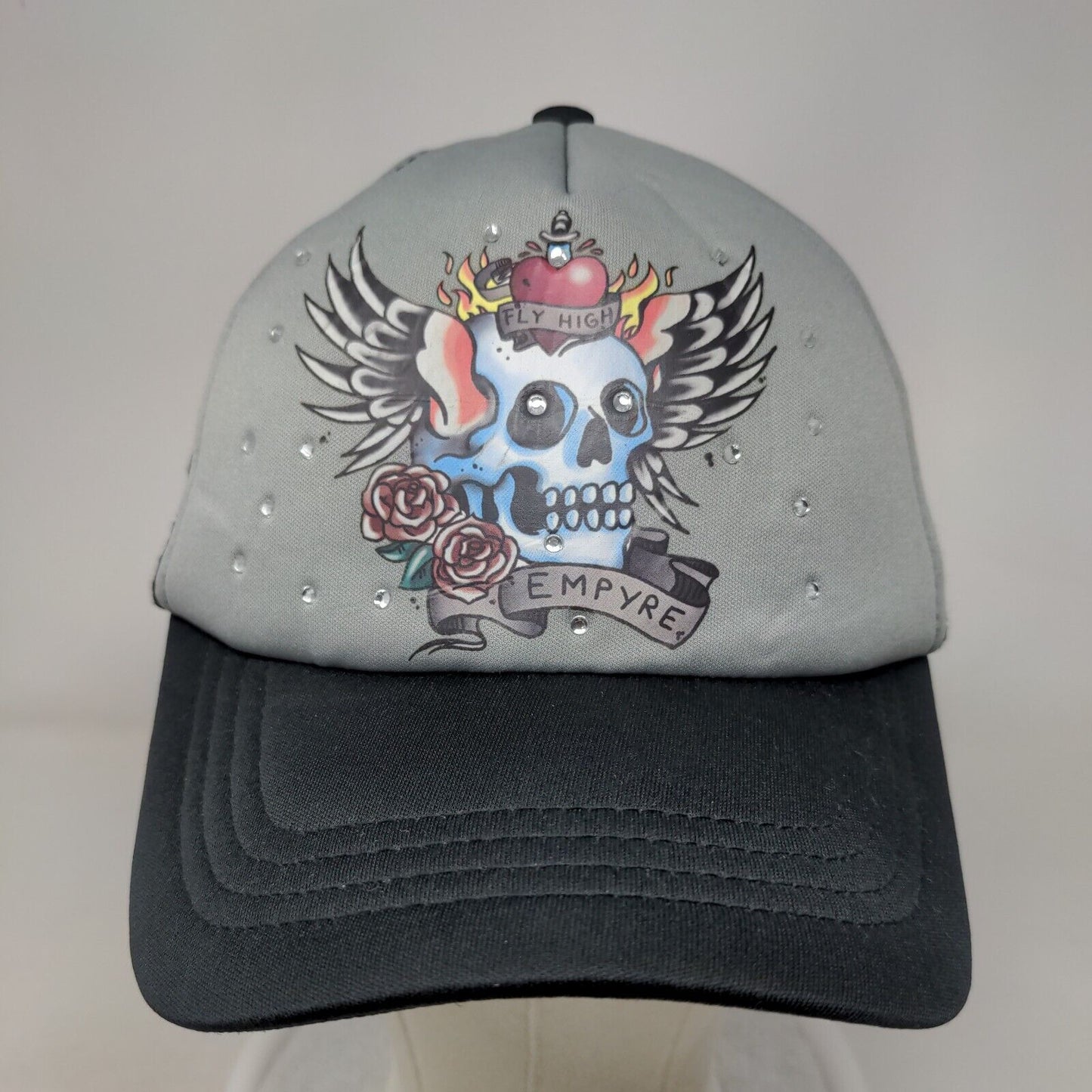 Empyre Fly High Skull Snapback Mesh Back Trucker Hat Multi One Size Bling