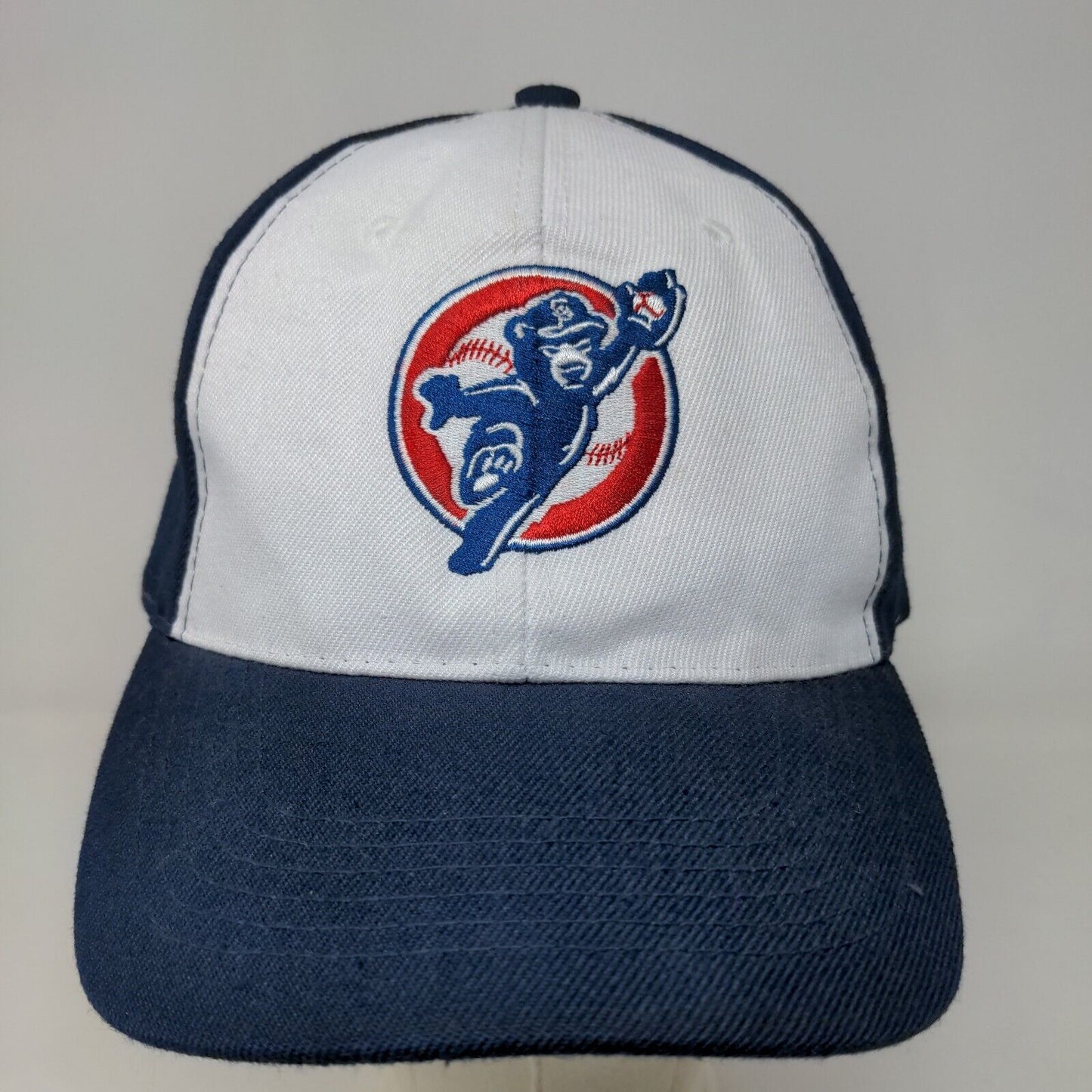 TruPay Men's Strapback Hat White Blue Adjustable Embroidered Bear Baseball Logo