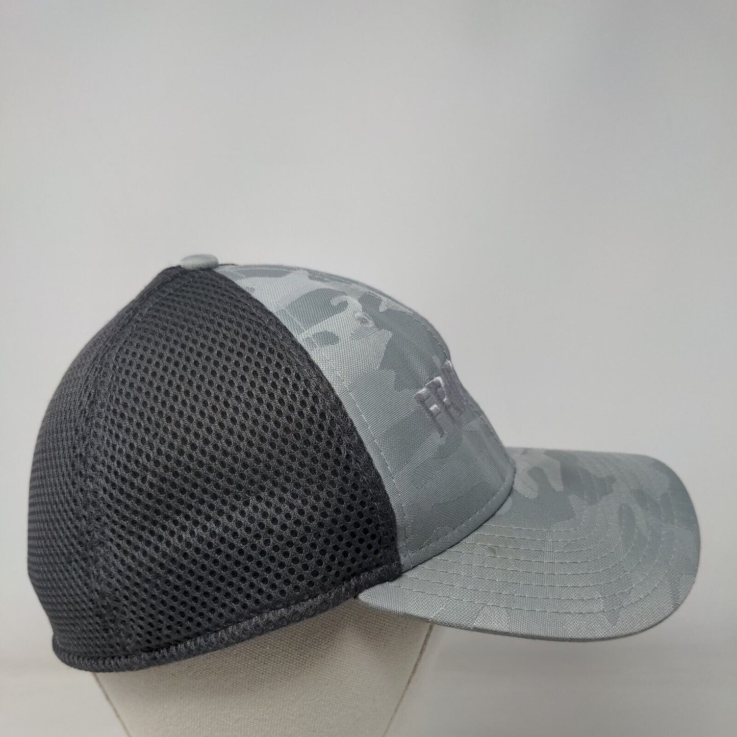 Fridays Fitted Mesh Back Hat Gray Camo L/XL Embroidered New Era 39Thirty