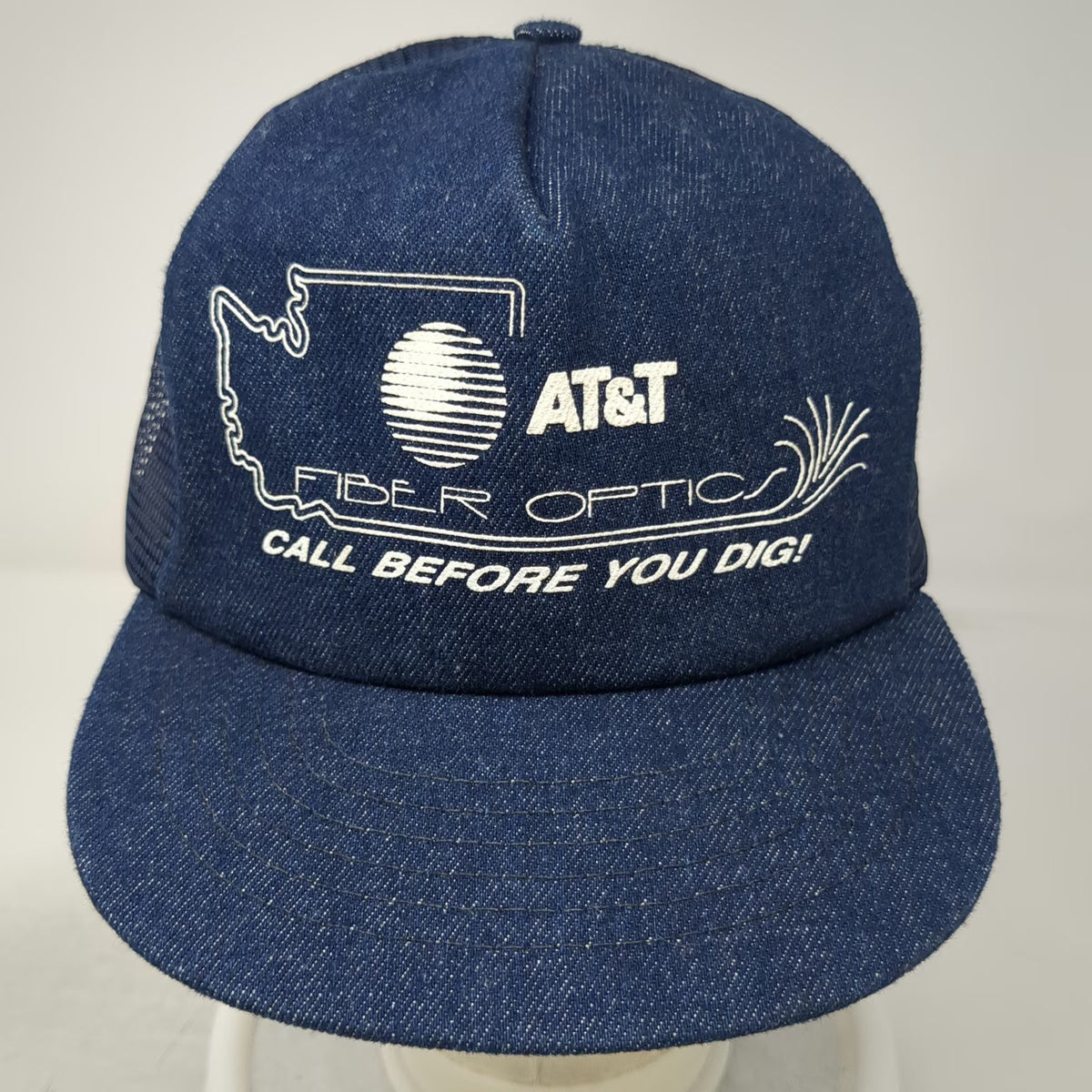 Royce AT&T Fiber Optics Washington Blue OS Trucker Hat Snapback Mesh USA Vintage