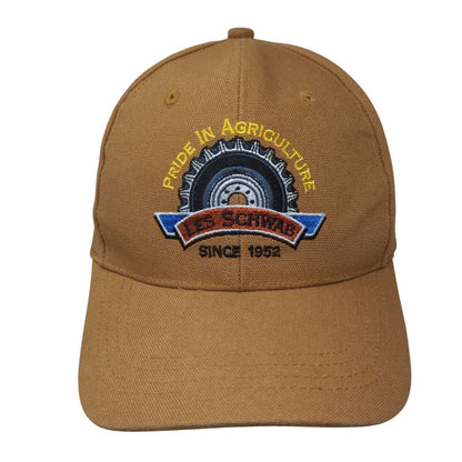 Pride in Agriculture Les Schwab Since 1952 Strapback Hat Brown One Size Cotton