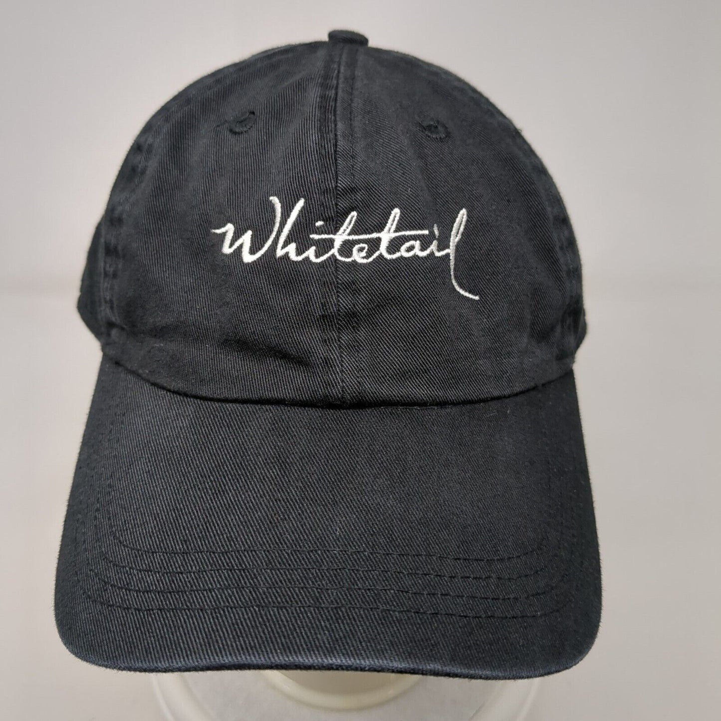 Whitetail Slideback Hat Black OSFA Adjustable Embroidered 6 Panel Ahead Vintage