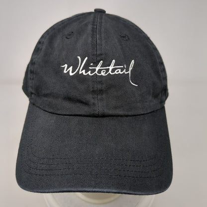 Whitetail Slideback Hat Black OSFA Adjustable Embroidered 6 Panel Ahead Vintage