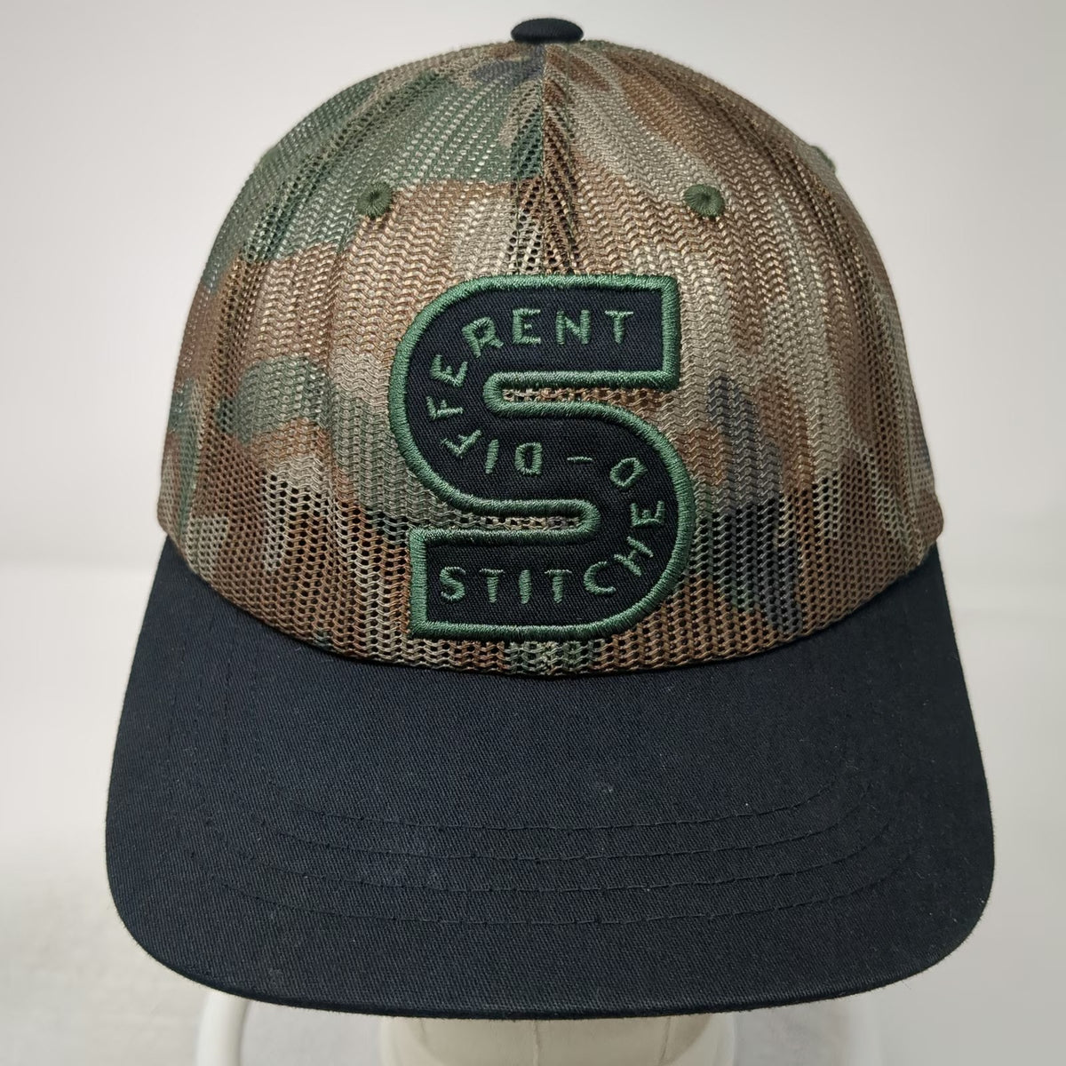 Stance Trucker Hat Green Black One Size Camo Mesh Stitched S Logo Different