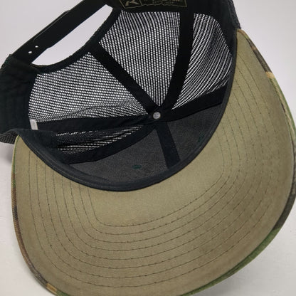 Richardson Trucker Hat Green Camo One Size Barbarian Brewing Wolf Patch Snapback