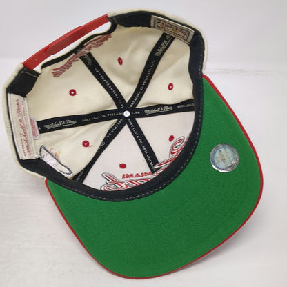 Mitchell & Ness Miami Heat NBA Snapback Hat White Red One Size Green Underbrim