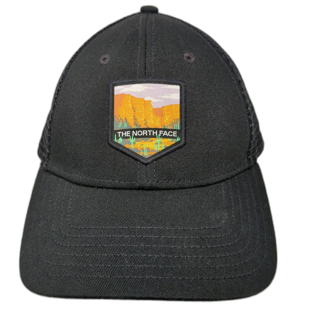 The North Face Trucker Hat Black One Size Snapback Mesh Desert Patch Mesa