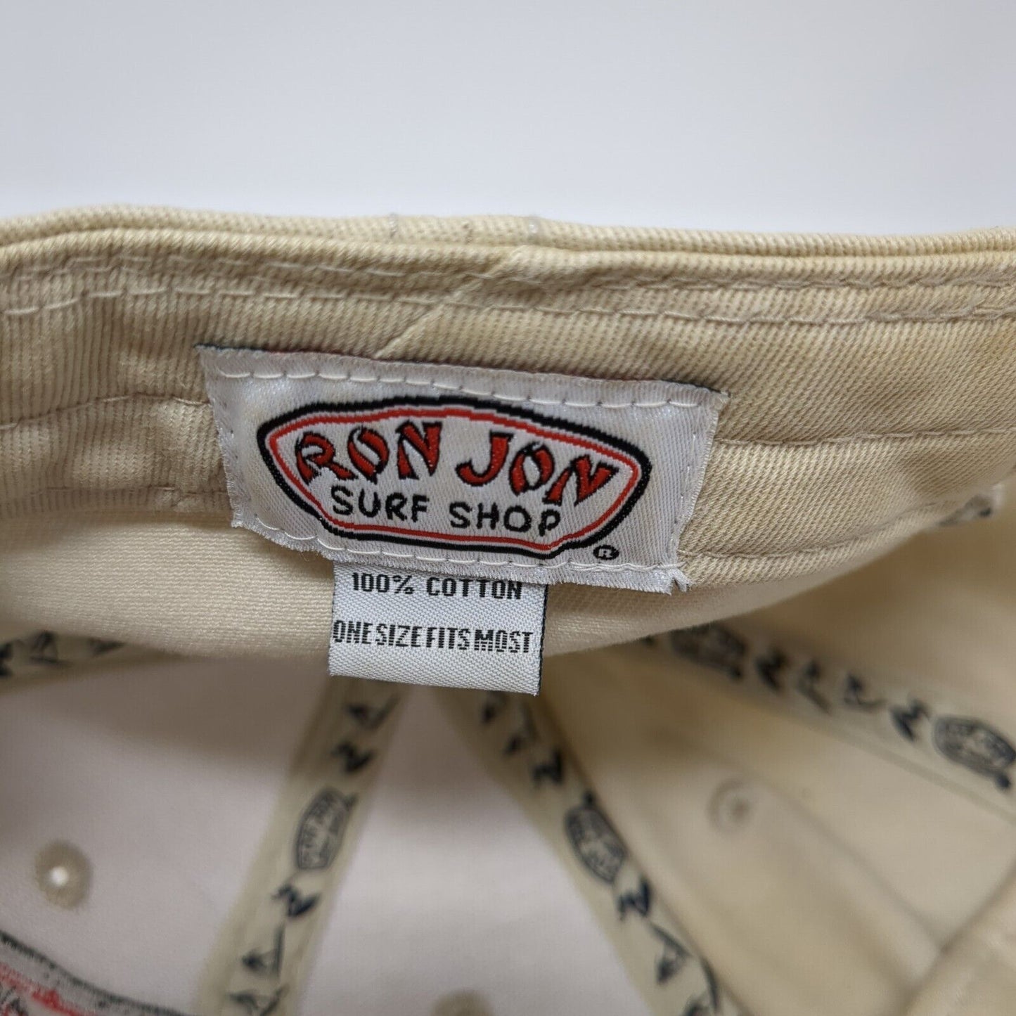 Ron Jon Surf Shop Cocoa Beach Baseball Cap Beige One Size Adjustable Cotton