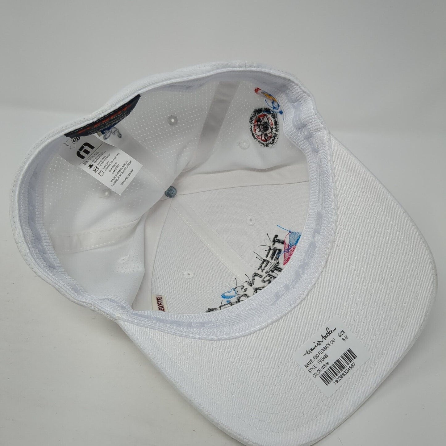 Teens 2 Trades Fitted Hat White S-M Stretch Flexfit Travis Mathew