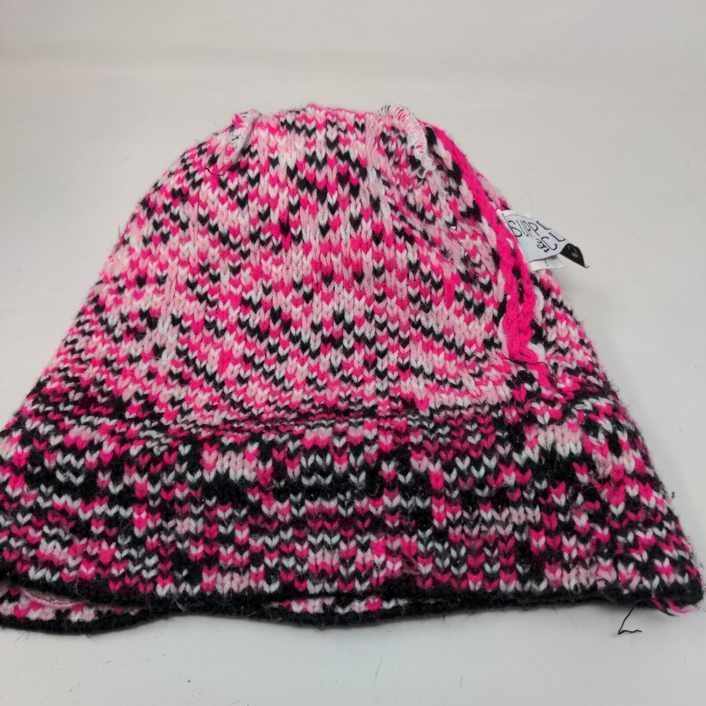 Support The Cure Pink Ribbon Knit Pom Pom Beanie Hat Multicolor OSFM
