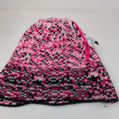 Support The Cure Pink Ribbon Knit Pom Pom Beanie Hat Multicolor OSFM