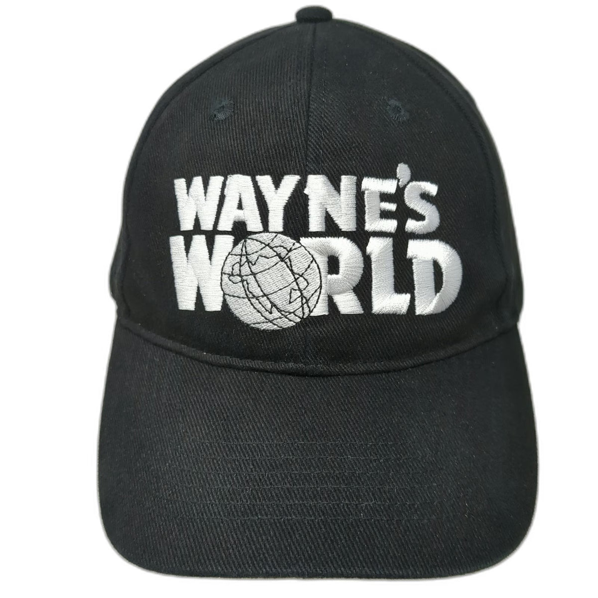 Wayne's World Black Snapback Hat One Size Globe Embroidered Movie TV Promo