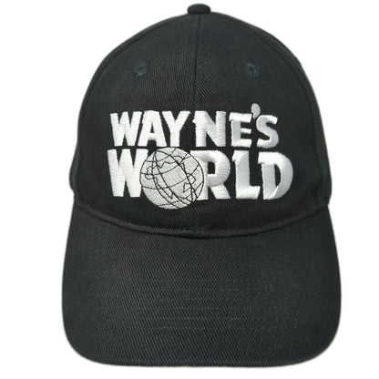 Wayne's World Black Snapback Hat One Size Globe Embroidered Movie TV Promo