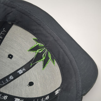 New Era Snapback Hat Black One Size Embroidered Logo Solid Adjustable