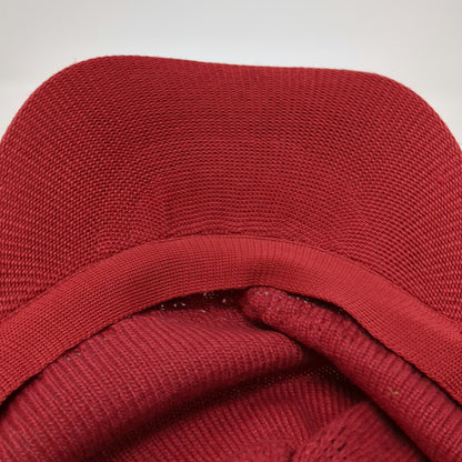 Baseball Cap Red One Size Knit Strapback Textured Crown Pattern Casual Hat