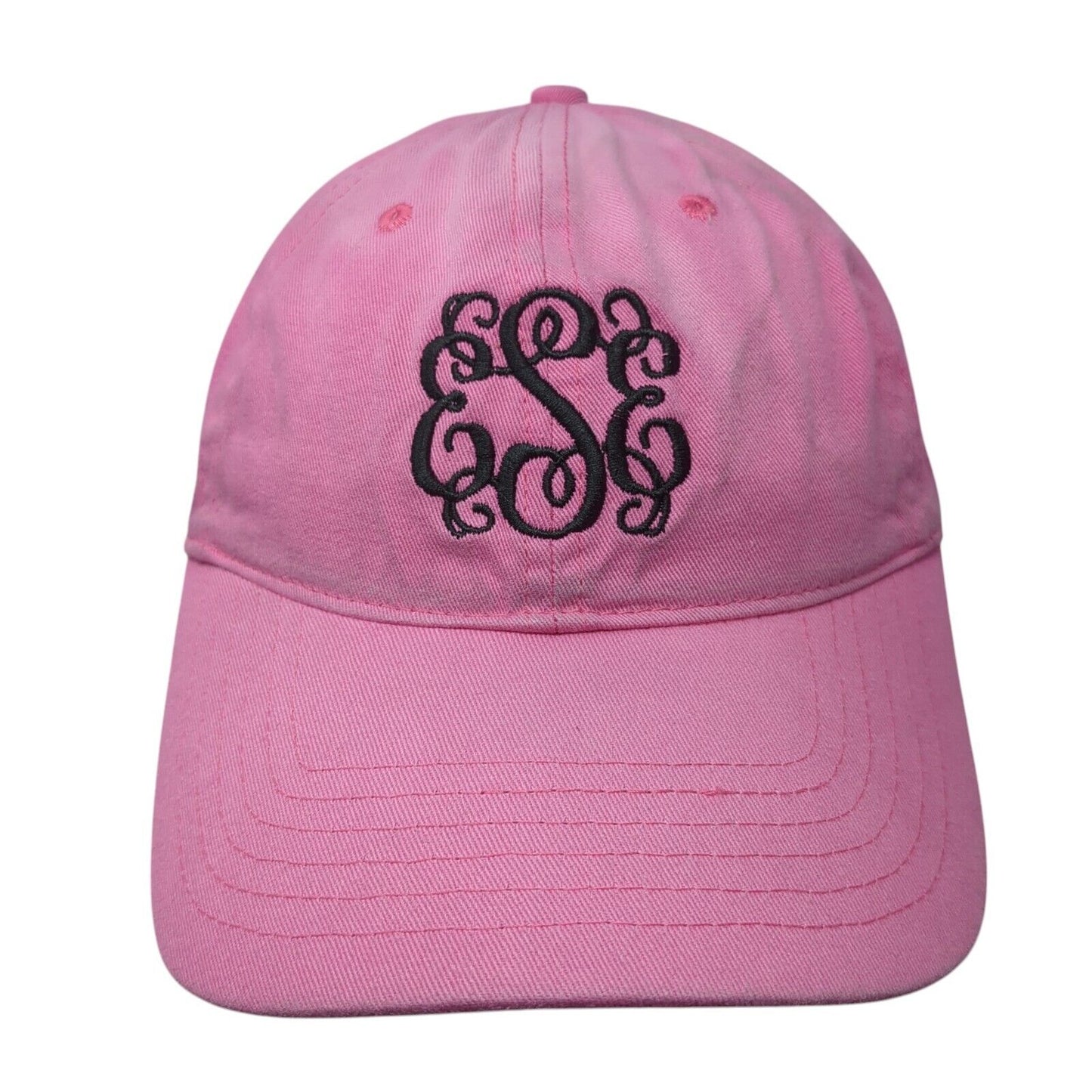 Monogram Slideback Hat Pink One Size Adjustable Embroidered 6 Panel