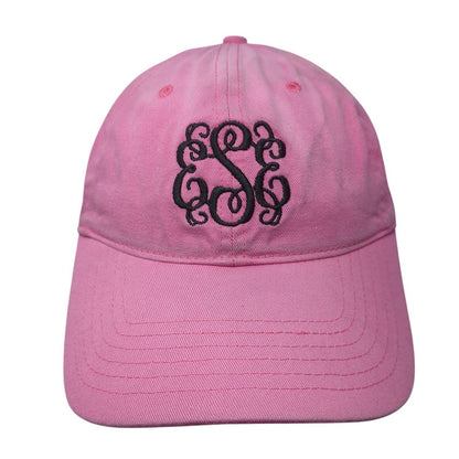 Monogram Slideback Hat Pink One Size Adjustable Embroidered 6 Panel
