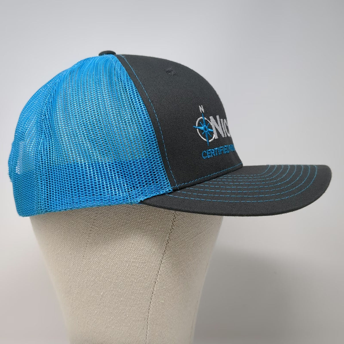 Richardson Trucker Hat Gray Blue One Size Nichols CPA Mesh Back Snapback Hat