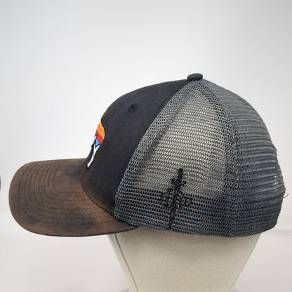 Lrd Buffalo Bison Mountain Patch Trucker Hat Black One Size Mesh Snapback