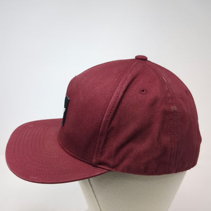 HUF 5 Panel Red Hat One Size Snapback Flat Brim Square Logo Patch Cotton
