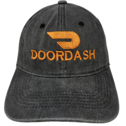DoorDash Baseball Cap Gray OSFM Embroidered Logo Adjustable Strapback Cotton Hat