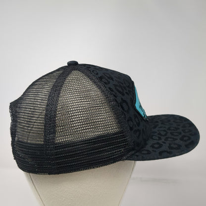 Vans Trucker Hat Black Blue One Size Leopard Print Logo Patch Mesh Back