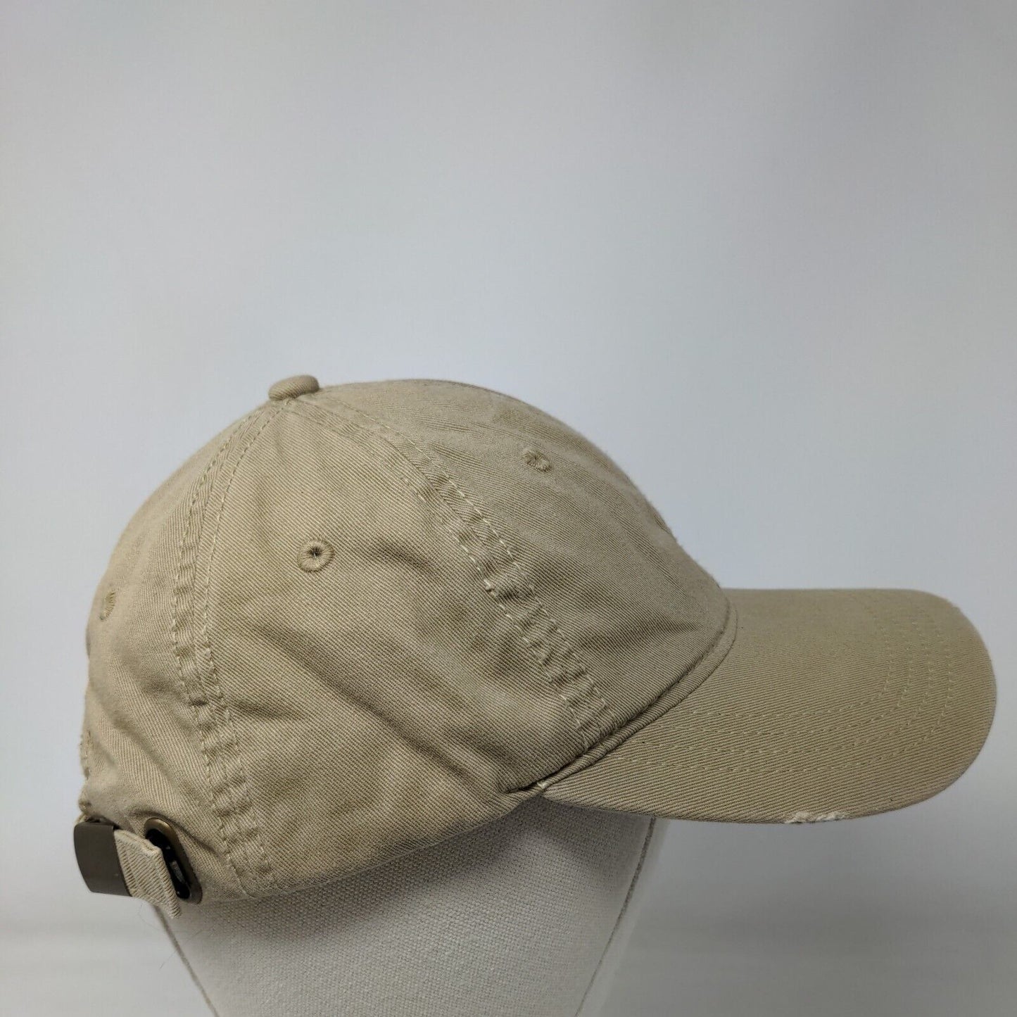 Unbranded Slideback Hat Tan One Size Adjustable Vented Holes 6 Panel Blank