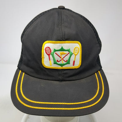 Black Trucker Hat Badminton Patch Snapback Mesh Green Underbrim Sport Vintage