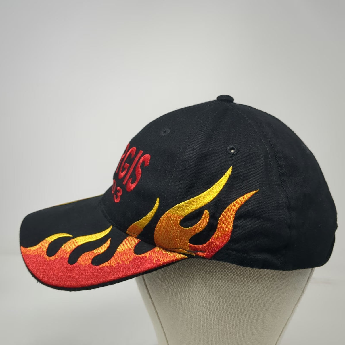 Nissun Baseball Cap Black Sturgis 2003 Flame Embroidery Strapback Hat Vintage