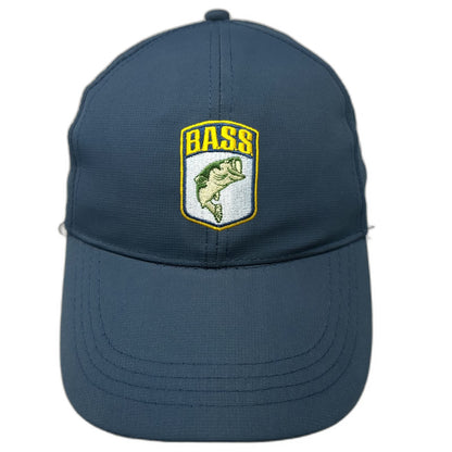Baseball Cap Blue One Size Jumping Bass Fishing Nylon Slideback Logo Patch Hat