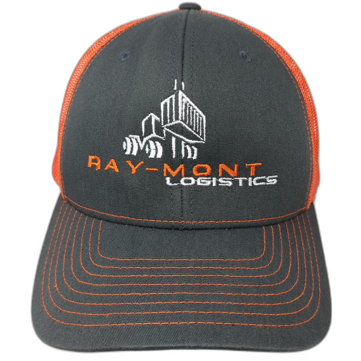 Richardson Trucker Hat Gray Orange One Size Mesh Snapback Ray-Mont Logistics