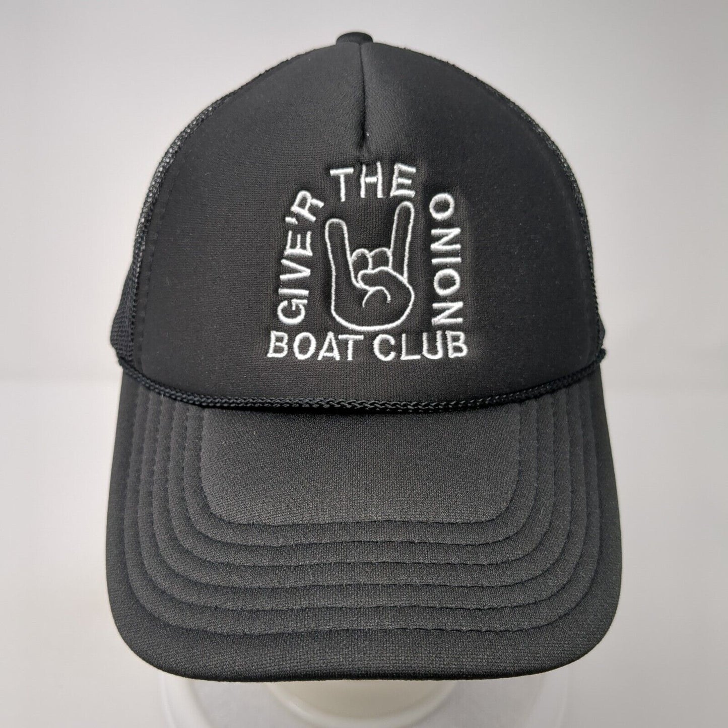 Give'r The Onion Boat Club Snapback Trucker Hat Black OS Adjustable Mesh Otto