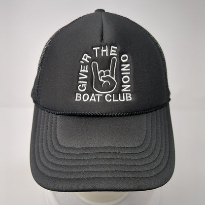 Give'r The Onion Boat Club Snapback Trucker Hat Black OS Adjustable Mesh Otto