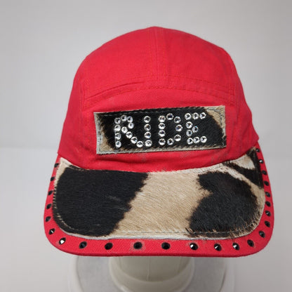 Ride Patch Strapback 5 Panel Hat Red OSFA Adjustable Rhinestone