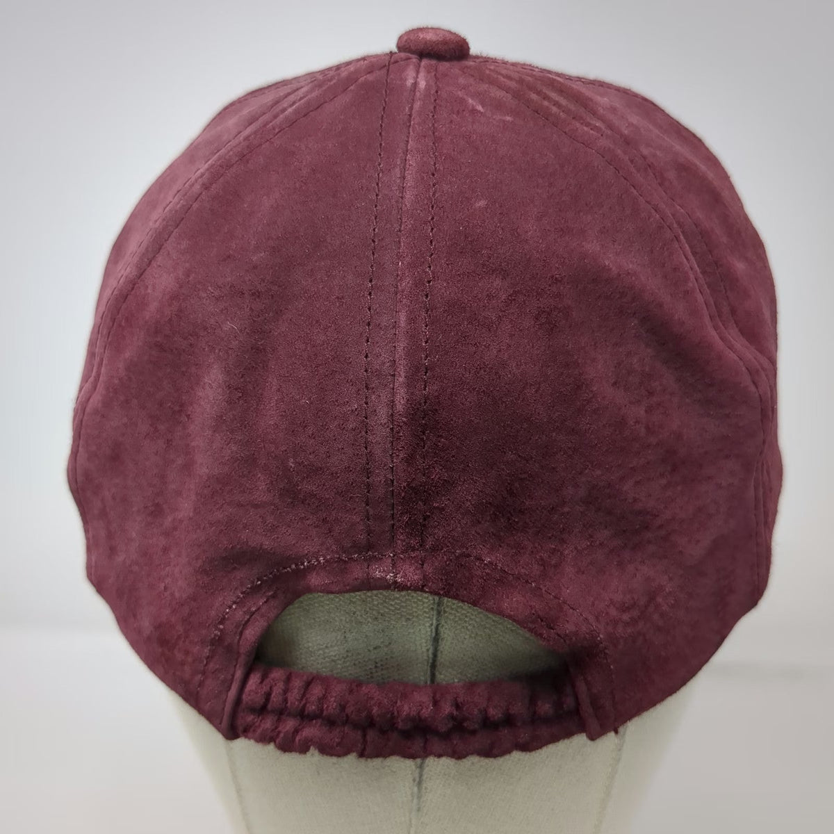 Baseball Cap Red One Size Suede Leather Blank Elastic Back Hat Plain Solid Color