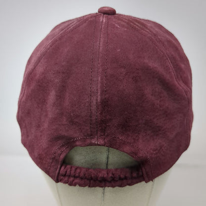 Baseball Cap Red One Size Suede Leather Blank Elastic Back Hat Plain Solid Color