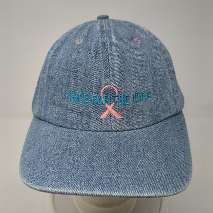 Race For The Cure Slideback Hat Blue One Size Adjustable Embroidered Cotton