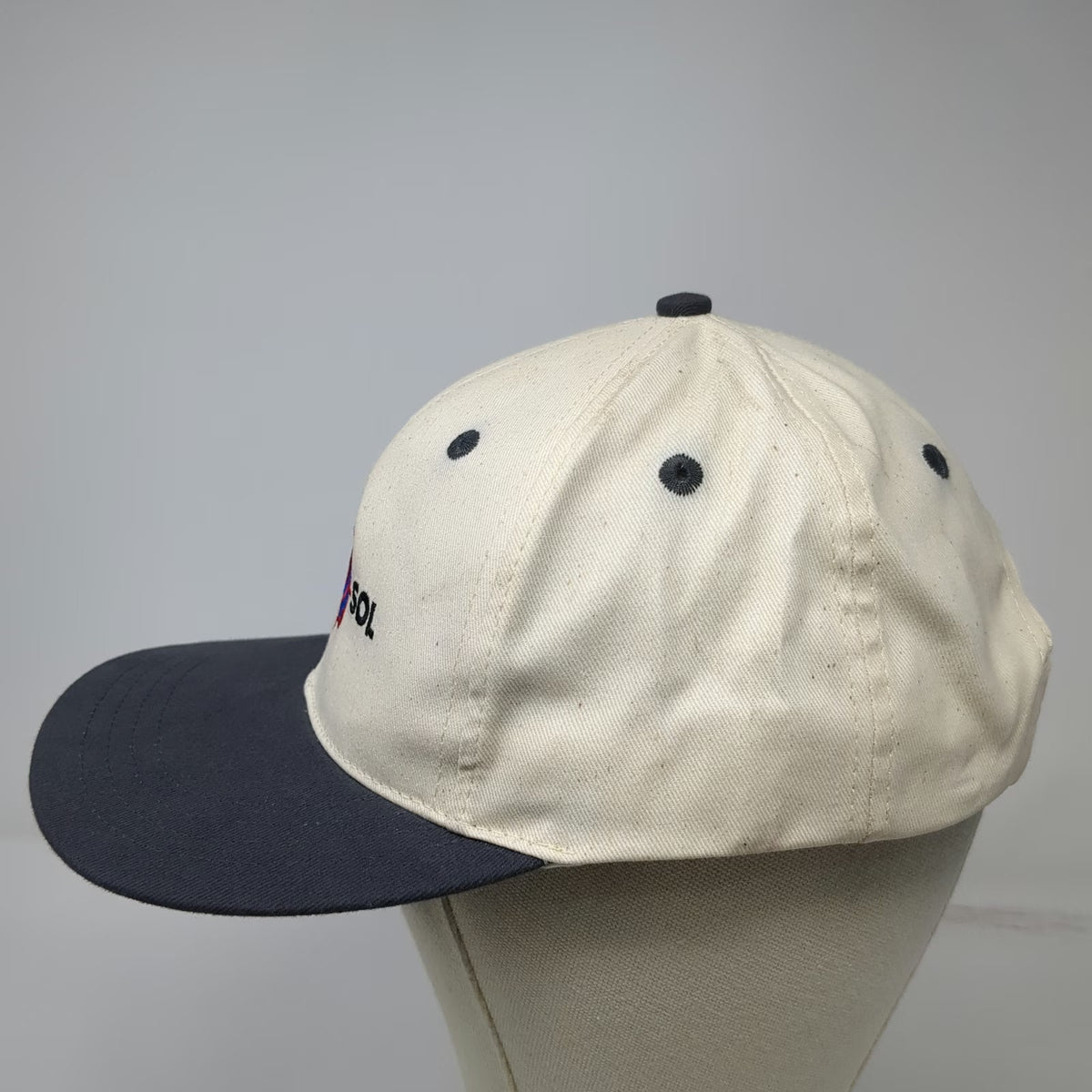 Del Sol Baseball Cap White Blue One Size Embroidered Sun Logo Slideback Hat