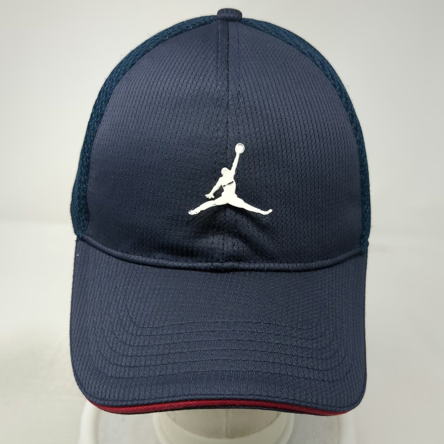 Jordan Baseball Cap Blue OS Mesh Back Jumpman Logo Red Accent Slideback Hat
