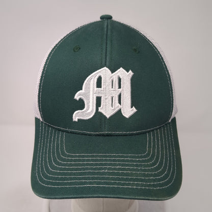 Old English M Snapback Mesh Back Trucker Hat Green One Size Adjustable
