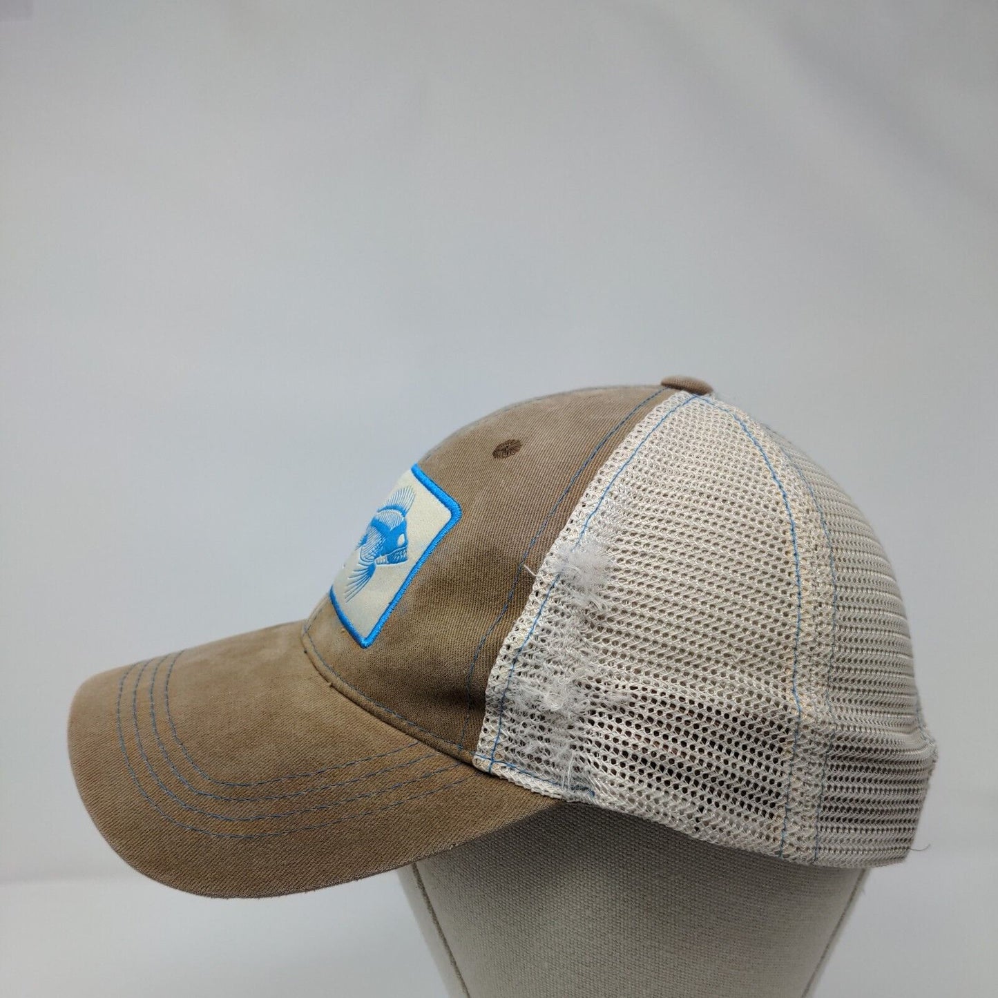 F3T Fish Strapback Mesh Back Trucker Hat Tan One Size Costa Del Mar