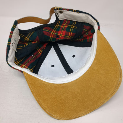 Kudzu Baseball Cap One Size Blue Yellow Red Green Plaid Suede Leather Strap Hat
