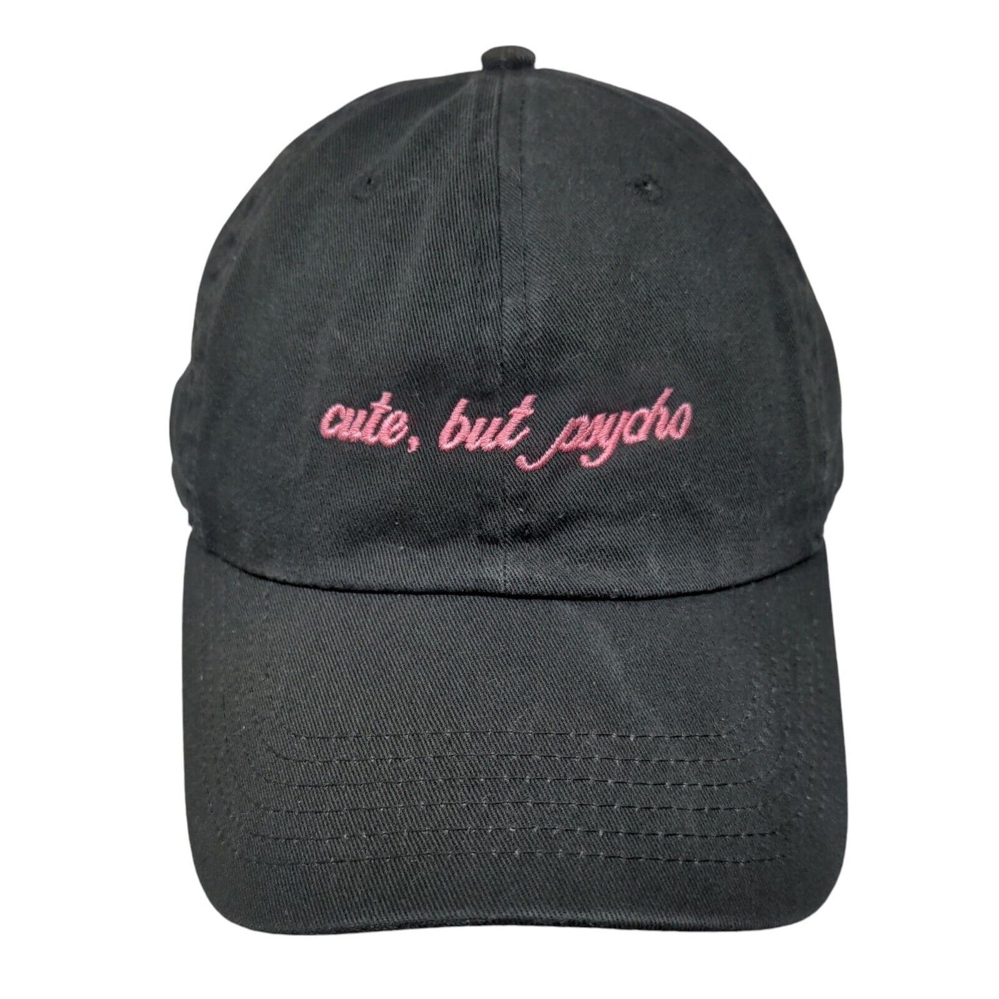 Cute But Psycho Slideback Hat Black OSFA Adjustable Embroidered David and Young