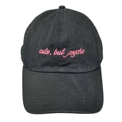 Cute But Psycho Slideback Hat Black OSFA Adjustable Embroidered David and Young