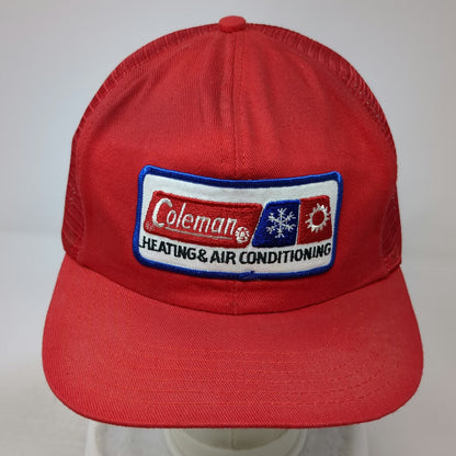 Coleman Heating Air Conditioning Red OSFM Trucker Hat Snapback Mesh USA Patch