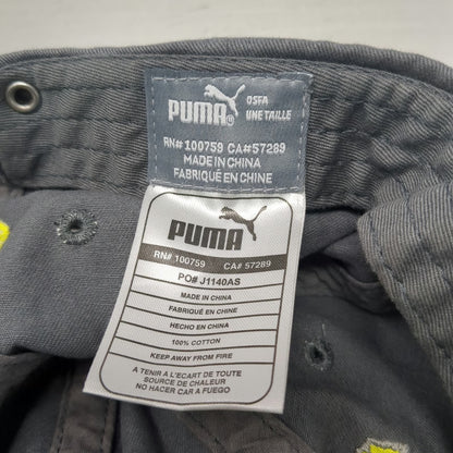 Puma Baseball Cap Gray One Size Leaping Cat Logo Cotton Slideback Buckle Hat